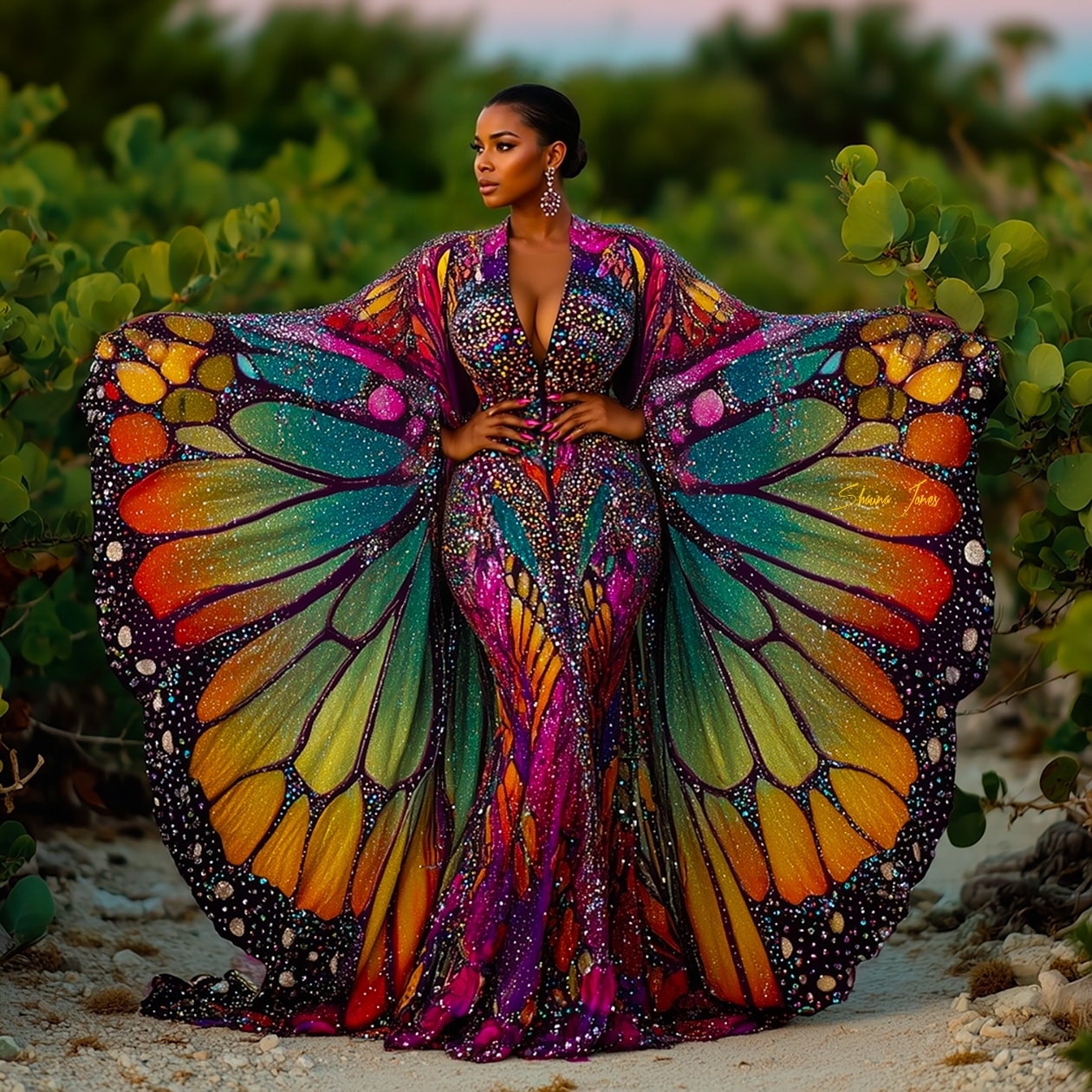 Butterfly Couture — AI fashion editorial — monarch-inspired gown concept
