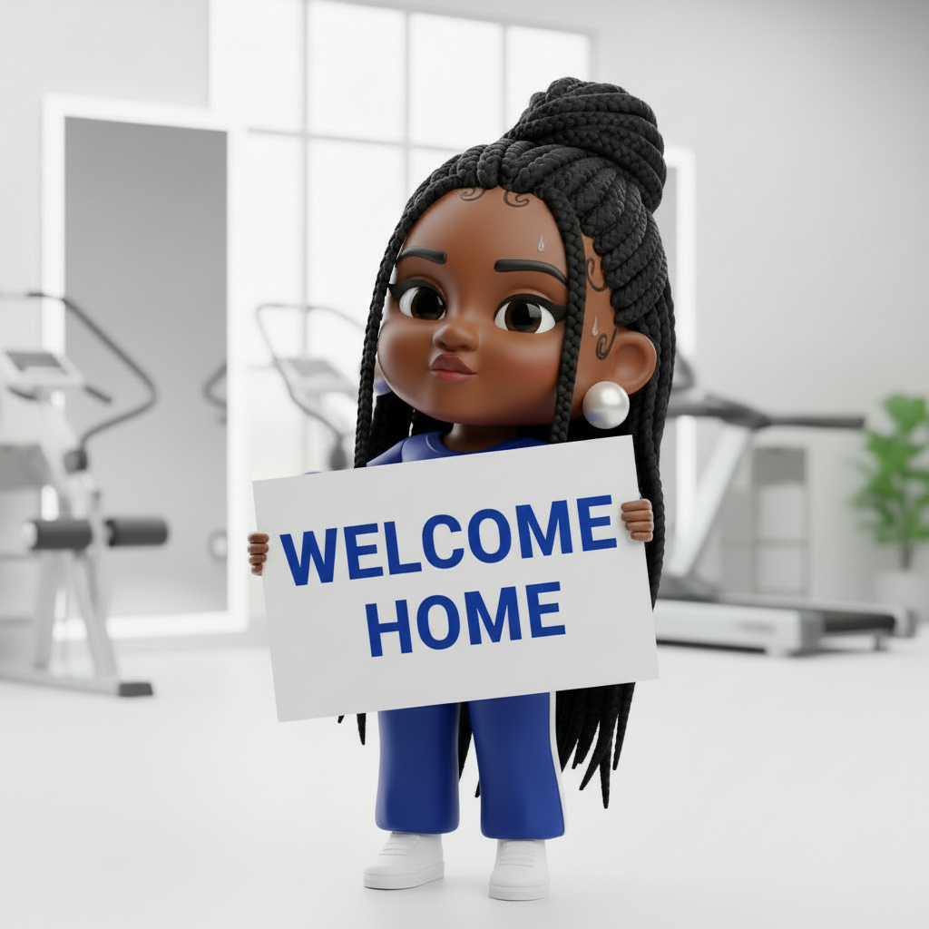 Welcome Home — 3D Character — AI-rendered chibi character art for a sisterhood welcome series
