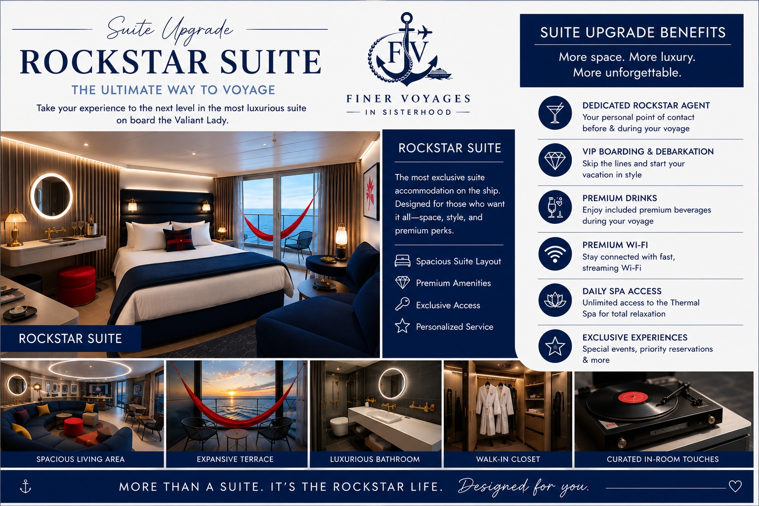 Rockstar Suite — Suite Upgrade Sheet — Editorial upgrade sheet for the Valiant Lady Rockstar Suite
