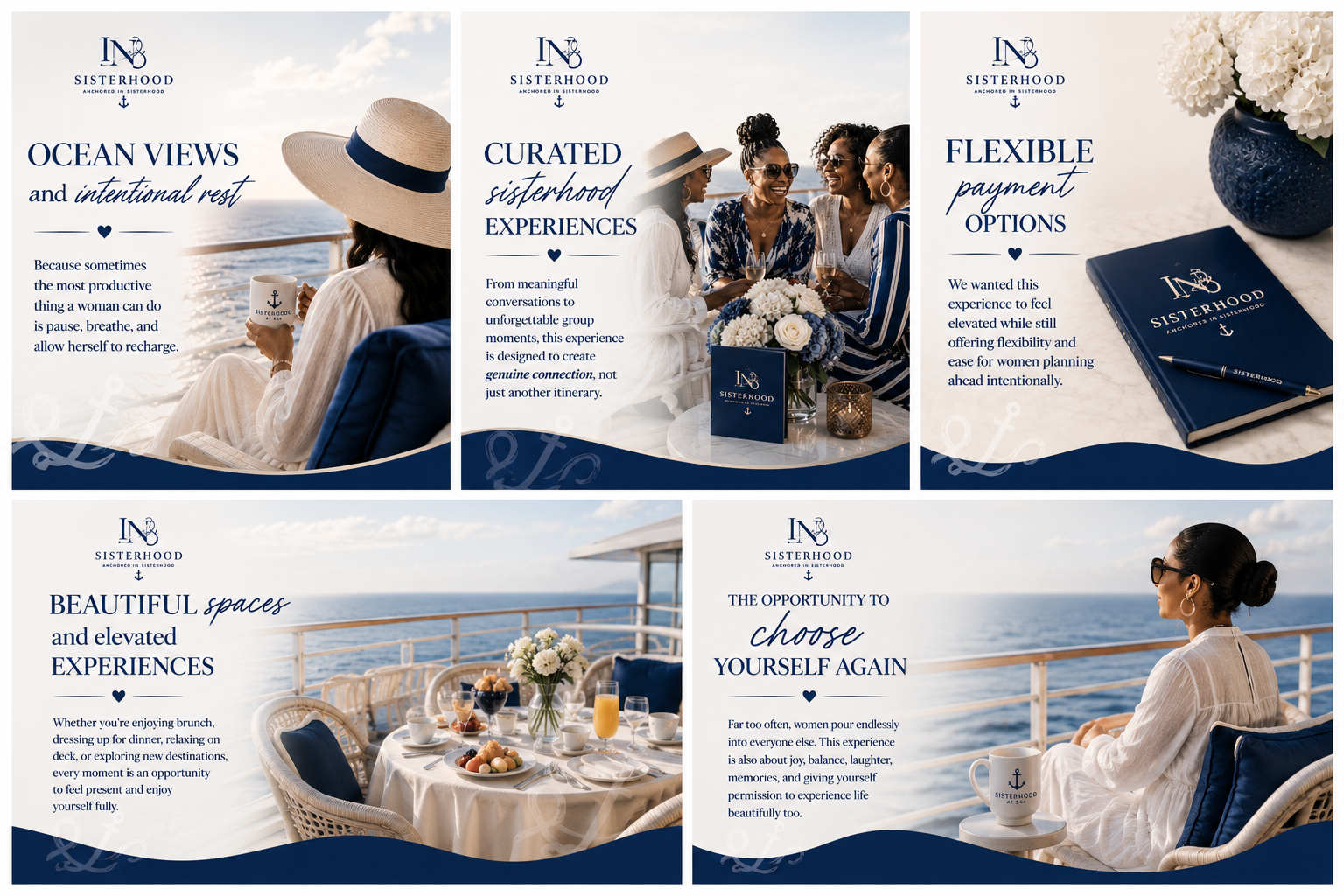 In Sisterhood — Editorial Set — Five-card editorial campaign for Finer Voyages at Sea