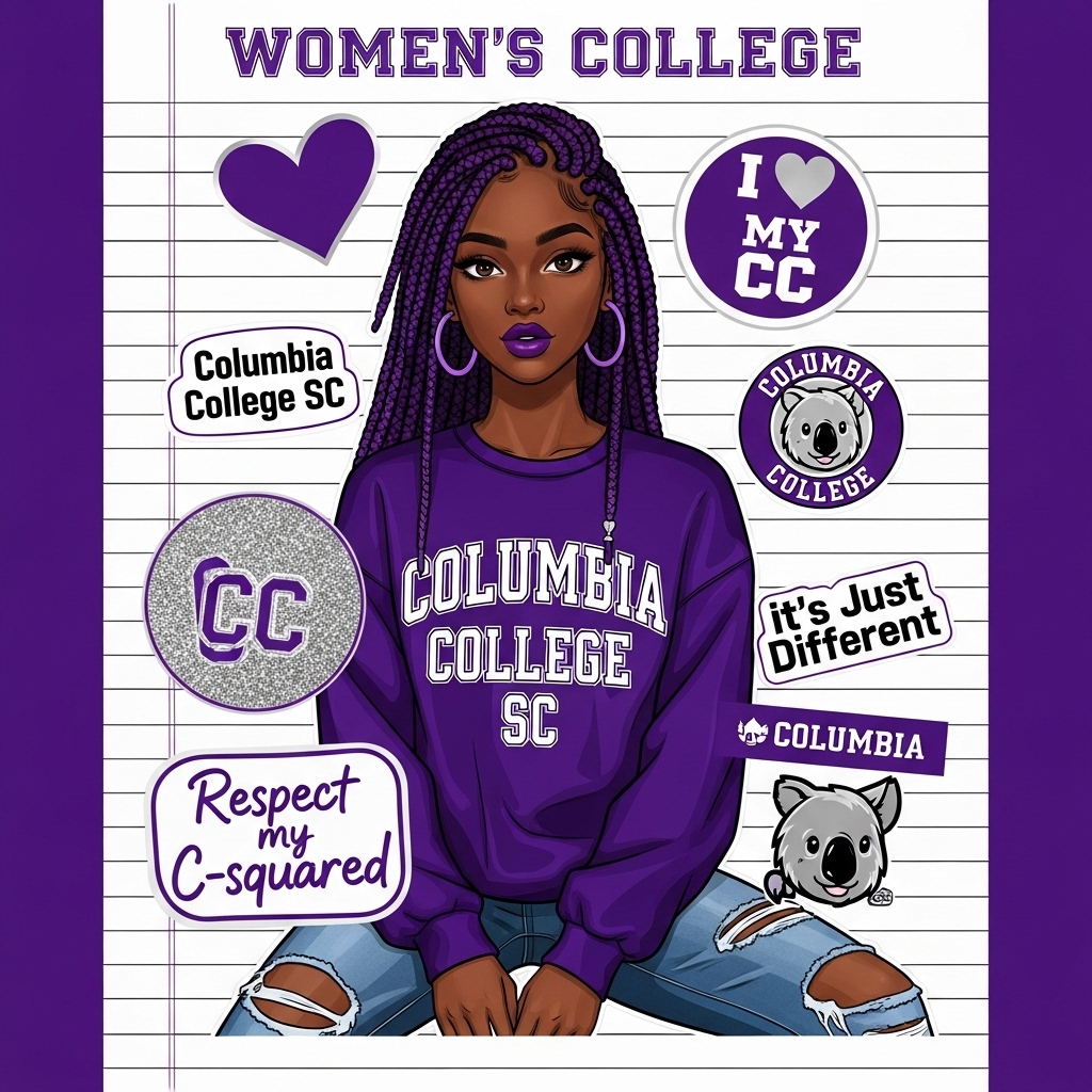 Women's College — Sticker Sheet — Sticker pack design celebrating Columbia College pride