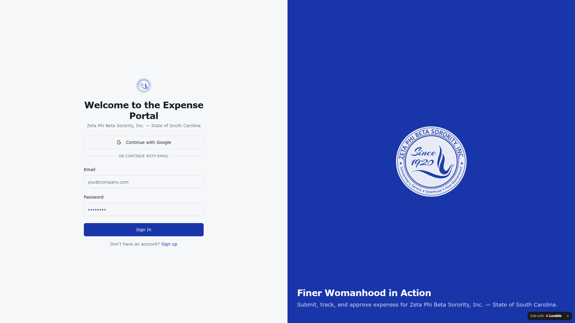 ZPB SC Expense Portal — Member-facing expense submission & approval portal